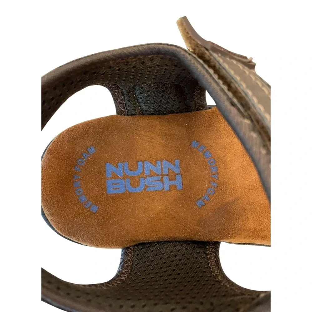 Nunn Bush Men's Rio Grande Two Strap Memory Foam Comfort Sandal Size 10W Brown